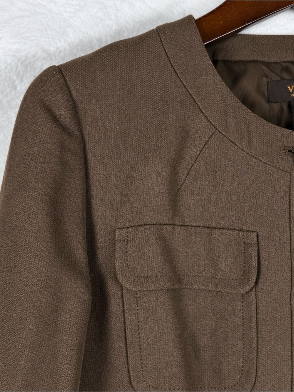 Victor Alfaro Silk Linen Brown Utility Blazer Jacket 12P - Picture 2 of 9
